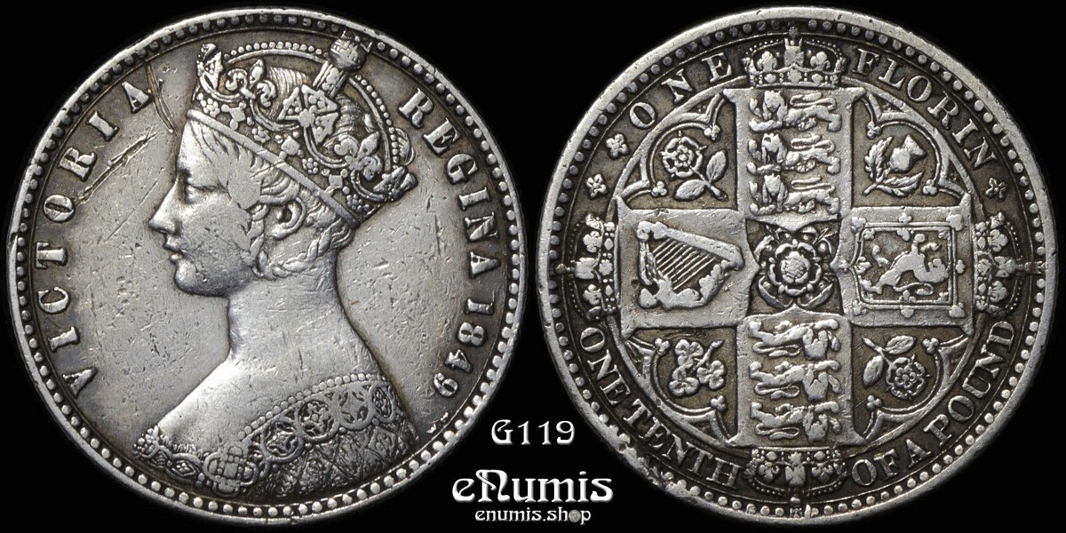 银色1849 年英国弗罗林和两先令| eBay