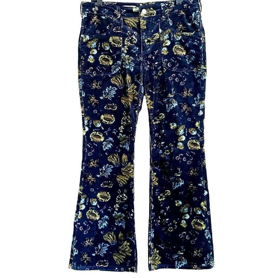 Pantalones de mezclilla Anthropologie Pilcro Icon acampanados talla 30 pequeños florales elásticos pana Foto 1 de 4