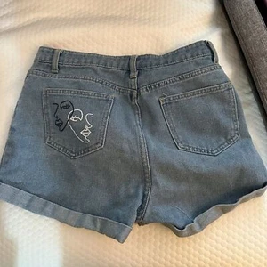 SHEIN Teen Girls Graphic Zip Fly Denim Shorts - Size 12/13 - GUC - Picture 1 of 2