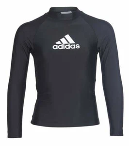 ADIDAS Girls M Long Sleeve Rash Guard UV Swim Shirt Black Logo  - Picture 1 of 1
