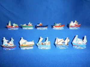 Porzellan FISCHERKUTTER Boote Schiffe 10er Set Mini Figuren FRENCH FEVES - Bild 1 von 12