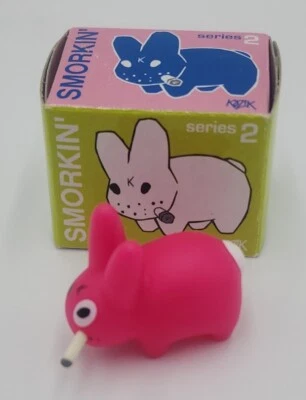 Kidrobot SMORKIN' LABBIT Series 2 FLORESCENT PINK Mini Vinyl Figure 1.5" Kozik - Image 1 of 4