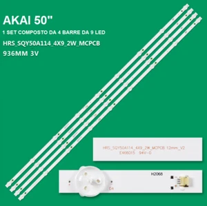 KIT 4 BARRE STRIP 9LED TV AKAI HRS-SQY50A114-4X9-2W-MCPCB AKTV5036S - Foto 1 di 1