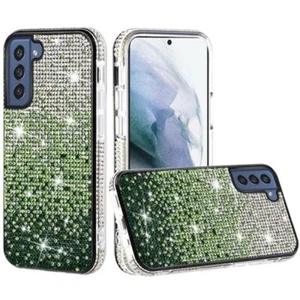 Party Diamond Bumper Bling Design Hybrid Case Cover for Samsung S22 Plus GREEN - Picture 1 of 4