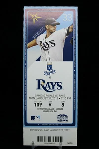 Kansas City Royals vs Tampa Rays Game 60 MLB Ticket w Stub 08/20/2012 Shields - Bild 1 von 2