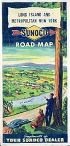 1950 SUNOCO OIL COMPANY Road Map LONG ISLAND Metro NYC - Picture 1 of 1