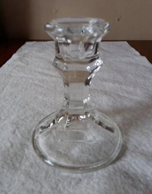 1 candelabro vintage Crisa by Libbey cristal transparente panel 4 pulgadas de alto Foto 1 de 4