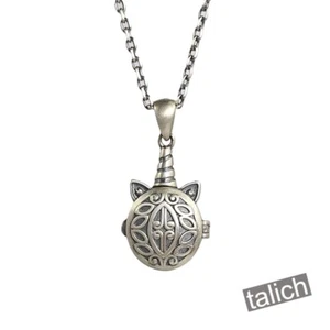 Antiqued 925 Sterling Silver Ornate Scroll Cat Head Small Locket Pendant Unique! - Picture 1 of 6