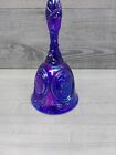 Vintage 6-3/4" Fenton Carnival Art Glass Bell Blue Iridescent Mother & Child