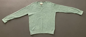 Sonoma Life + Style Cable Knit Sweater Long Sleeve V-Neck Green Women's size XL - Picture 1 of 8