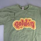 Golden Crewneck Sweatshirt Women's Size M Drab Green Medium Whimsical Logo
