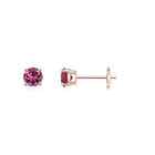 Natural Pink Tourmaline Solitaire Stud Earrings in 14K Gold (Grade-AAAA , 3MM)