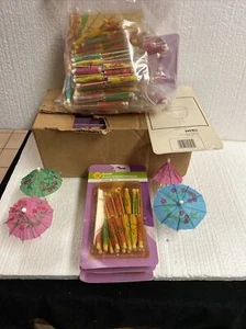 Lot Of PARASOL PICKS Assorted Colors 4” Drink Umbrellas 1 Case New & LG Bag Open - Picture 1 of 7
