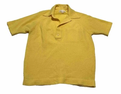 Vintage 50s 60s Pebble Beach Of California Yellow Polyester Knitted Polo XL Read - Image 1 of 4