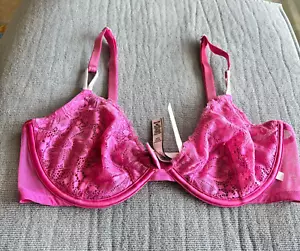 Victoria's Secret ungefütterter Demi Balconette BH Bügel Spitze rosa 36 C geblümt - Bild 1 von 6
