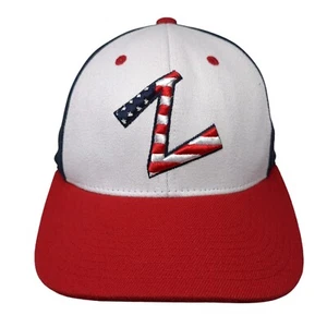 Zephyr Fitted Hat Multi Medium Embroidered Colorblock Patriotic 6 Panel - Picture 1 of 8