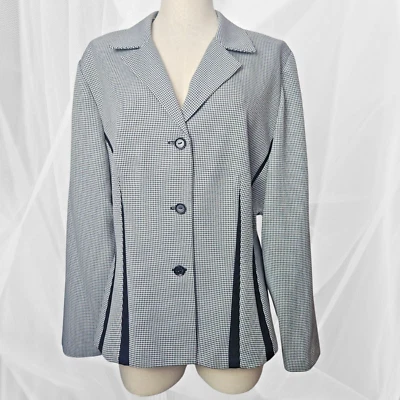 Blazer Abrigo Mujer Plaza South Negro Pata de Gallo Manga Larga Talla 16 Elegante Foto 1 de 4