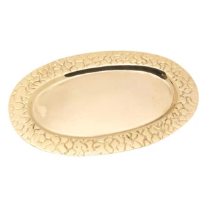 Kerzenteller Oval 14x8cm Innen Messing Massiv Gold Dekoteller mit Rand Tablett  - Bild 1 von 1