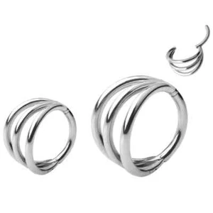 20G 18G 16G Steel Triple Hoop Hinged Segment Clicker Steel Tragus Nose Septum - Picture 1 of 2