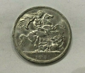 MONNAIE ANCIENNE .FIVE SHILLINGS ,1 COURONNE ,1/4 DE LIVRE, GEORGES VI 1951 - Picture 1 of 3