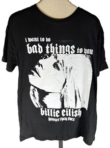 Women Size Large Billie Eilish I Want To Do Bad Things To you T-Shirt Black Emo - Picture 1 of 6