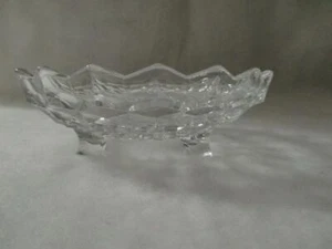 Clear Glass Diamond Cut Footed Candy Dish/ Bowl 6.75"w x 2.25"t Excellent Co - Picture 1 of 6