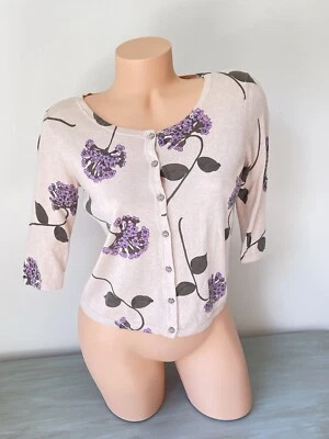 Cárdigan Suéter Jill Floral Tachonado Cuello en V Recortado Pequeño Xs Foto 1 de 4