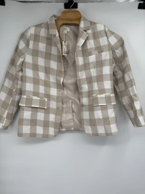 Chaqueta Blazer Anthropologie Maeve Marrón Musgo Gran Escala Cuadros Guinga Talla M Nueva con Etiquetas Foto 1 de 4