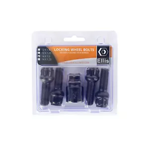 Set di 4 bulloni di bloccaggio ruote in lega raggio M14 x 1,5 - nero (filo 35 mm) - Foto 1 di 5
