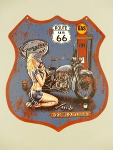 Shabby Blechschild Eisen Motor Gas Eisen Route 66  Motorcyles Motor  H.35x30cm - Bild 1 von 1