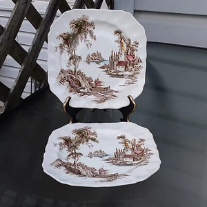 The Old Mill 2 Brown Plate by Johnson Brothers Vintage late 1970s. England NEW - Picture 1 of 9
