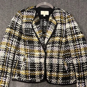 Gorgeous Tweed Button Wool Jacket Whimsygoth Grunge Sz 0 Preppy Etcetera Purple - Picture 1 of 17