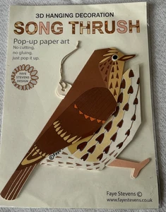 3D Hanging Decoration Song Thrush Pop-up Paper Art - Picture 1 of 2