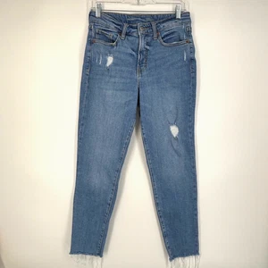 Old Navy Womens Size 4 OG Straight Jeans Light Blue Wash Distressed Hi Rise - Picture 1 of 10