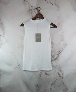 Everlane Tank Top Womens Small White The Pima Micro Rib Funnel Neck Supima Mock - Picture 1 of 7