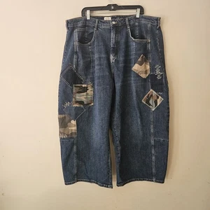 Pilcro Anthropologie Women's Size 24 Barrel Jeans With Camo Patchwork - Picture 1 of 5