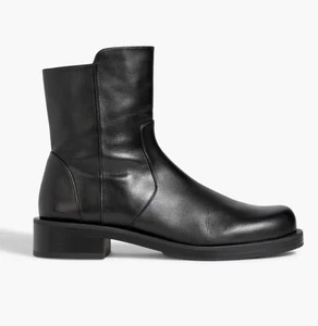 NWD $595 Stuart Weitzman 5050 Bold Zip Ankle Boot Black Leather Sz 8.5 B/ EU 39 - Picture 1 of 12