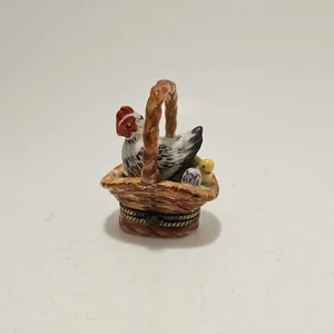 Elda Creations Limoges Porzellan Schmuckschatulle selten Osterkorb Hühnerei - Bild 1 von 10