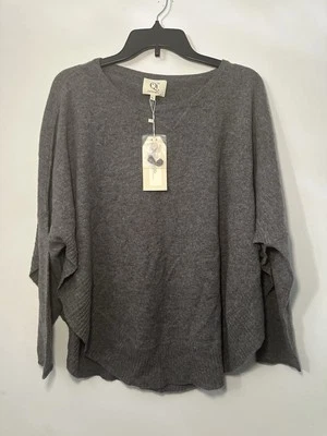 Poncho Suéter Qi Cashmere Grande Gris Oscuro 100% Cachemira Suave Cortina Sensación de Lujo Foto 1 de 4