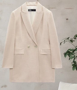 BLAZER LARGO DE DOBLE PECHO NWTZARA CUELLO DE SOLAPA - Imagen 1 de 9