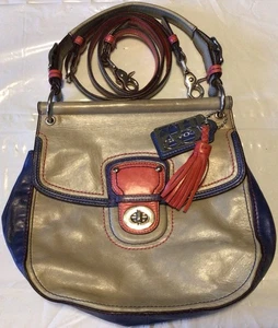COACH 65th Anniversary Satchel Crossbody WILLIS Leather ColorBlock Tassel Retro - Picture 1 of 10