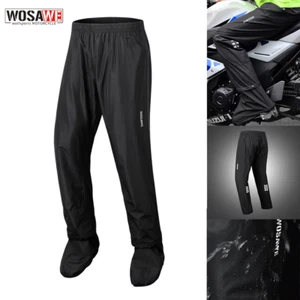 WOSAWE Men Motorcycle Rain Pants Waterproof Motorbike Trousers with Shoe Covers - Picture 1 of 9
