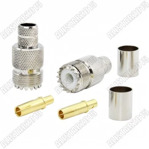 10x UHF SO-239 Jack Female Solder RF Connector For RG8 RG213 RG214 LMR400 Cable - Picture 1 of 6