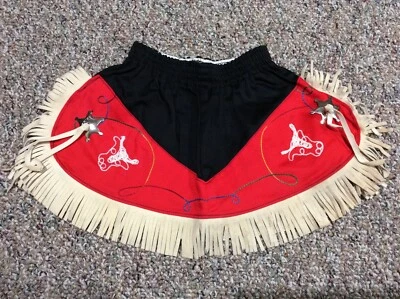 Falda vaquera vintage años 60 paredes Texas niño pequeño 2 flecos americano sanforizado 14X9 Foto 1 de 4