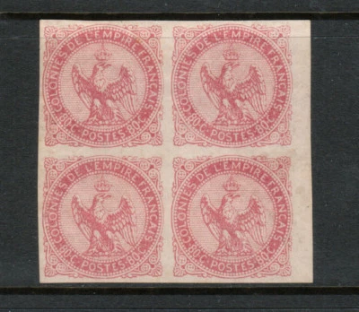 French Colonies #6 Extra Fine Mint Block Full Original Gum Lightly Hinged - Image 1 of 2