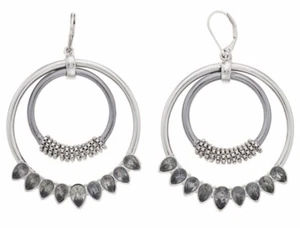 Simply Vera Wang silberfarbene Creolen mit simuliertem Stein und zwei Tropfen - neu - Bild 1 von 1