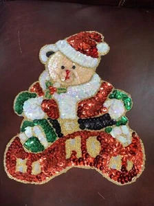 VINTAGE 1992 UNION TRADING CO. PAILLETTEN WEIHNACHTSBÄR PATCH - Bild 1 von 3