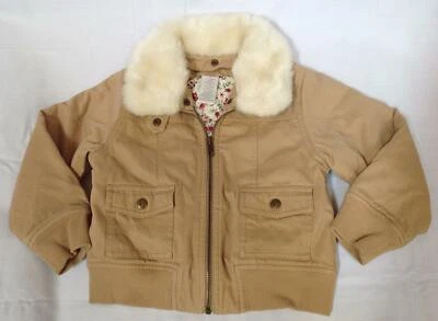 Gymboree TYROLEAN LURE fall tan khaki removable faux fur collar coat jacket 5 - Image 1 of 4