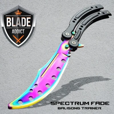 Тренировочный нож CSGO Balisong Butterfly Trainer — неострый тусклый — выцветающий ЧЕРНЫЙ - Изображение 1 из 3