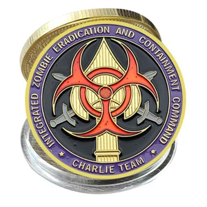 Zombie Golden Challenge Coin Crisis Signs Commemorative Medal Shoot Head Badge - Picture 1 of 9